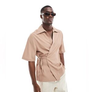 ASOS Design Men’s Short Sleeve Relaxed Wrap Around Shirt